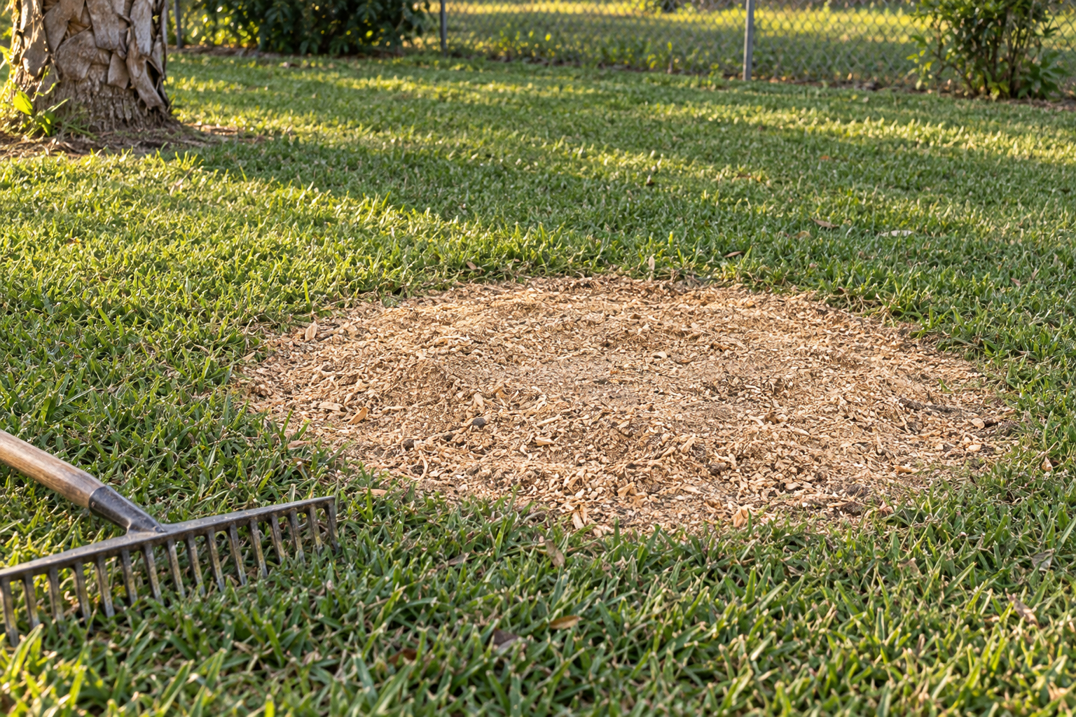stump grinding in a Cape Coral yard