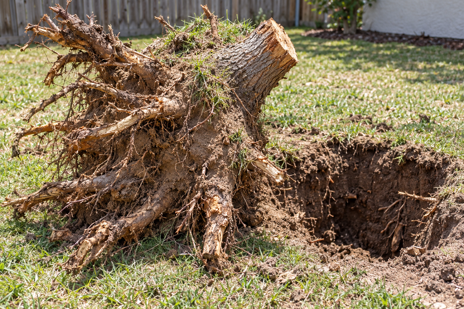 root ball dug out of a stump hole